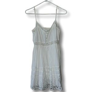 white lace + linen summer dress